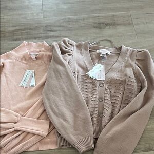 Pink and Beige Sweater Set